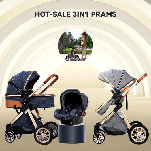 3-in-1 Baby Stroller Fast and Free Shipping Infant Carriage Neworn Pram Combo Portable Basket - Thebabycastle