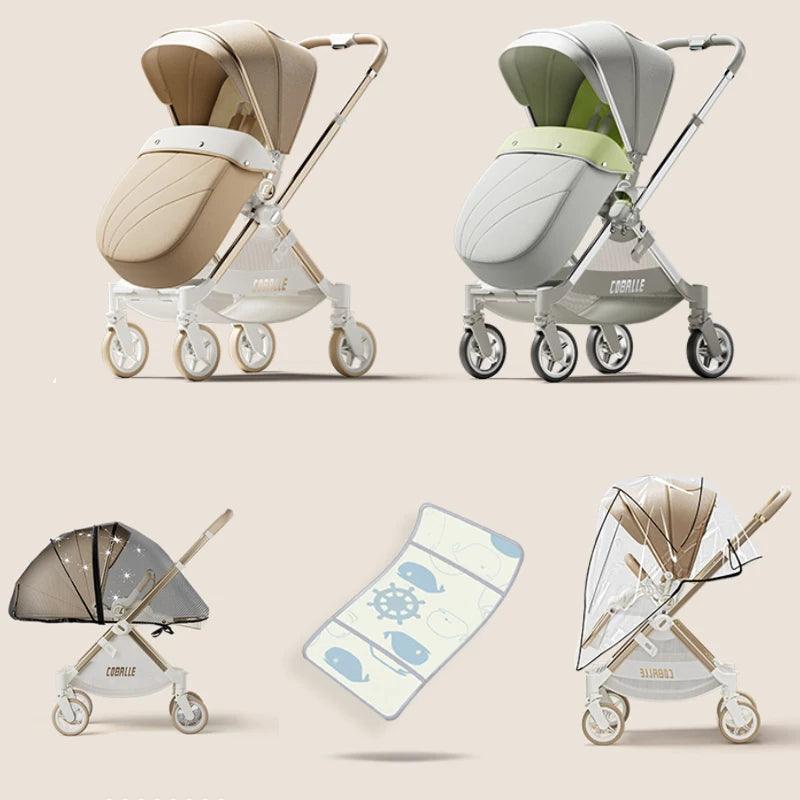 2024 New Arrival Convertible Full-Size Baby Stroller for Toddler Newborn Smart Baby Stroller with Reversible Seat - Thebabycastle